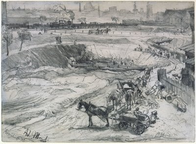 Open-pit Mining in Königshütte by Adolph Menzel