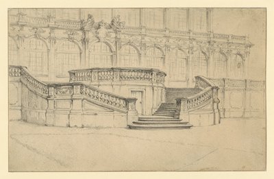 Staircase to the Mathematical and Physical Salon in the Zwinger in Dresden by Adolph Menzel