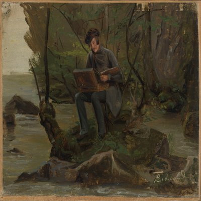 A Painter at His Paint Box by Adolph Tidemand