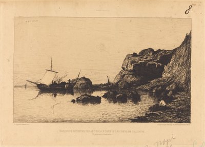 Fishing Boat Docking in the Rocks of Collioure by Adolphe Appian