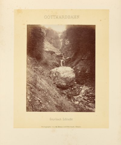 Gotthard Railway: Grünbach Gorge by Adolphe Braun and Cie