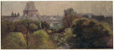 The Eiffel Tower, Seen from the Delessert Garden by Adolphe Ernest Gumery