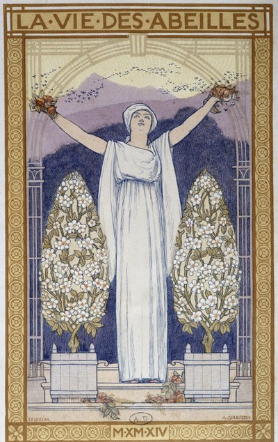 The Life of Bees: Allegory - Drawing by A. Giraudon by Adolphe Giraudon