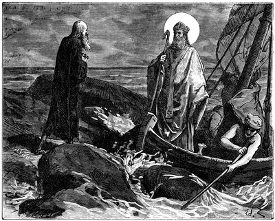 Saint Malo or Saint Maclou at the bow of his boat by Adolphe Gusman