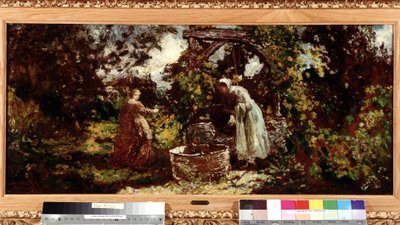 An Elegante and Her Maid at the Well by Adolphe Joseph Thomas Monticelli