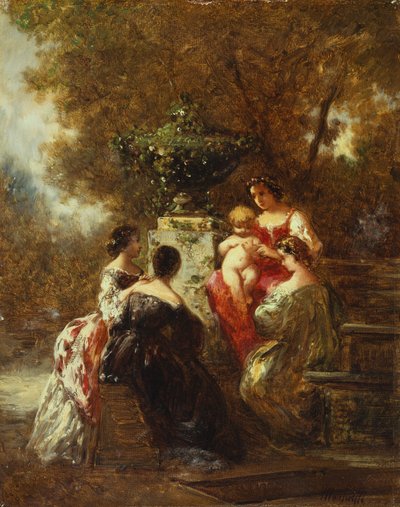 Figures in a Park by Adolphe Joseph Thomas Monticelli