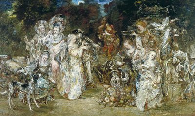 Reunion in a Park at the Time of the Valois by Adolphe Joseph Thomas Monticelli