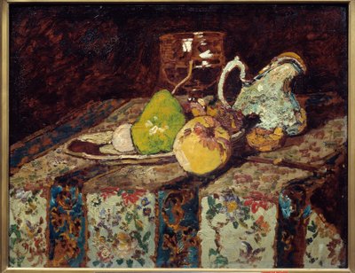 Still life with a white pitcher by Adolphe Joseph Thomas Monticelli