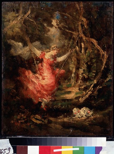 On the Swing by Adolphe Joseph Thomas Monticelli