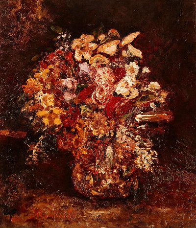 Vase of Flowers by Adolphe Joseph Thomas Monticelli