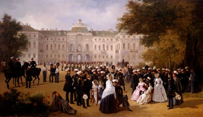 A Day Walk Near the Castle of Strelno in 1840 by Adolphe Ladurner