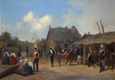 Soldiers Bivouacking in a Village by Adolphe Ladurner