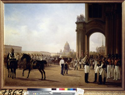 Parade at the Palace Square in St Petersburg by Adolphe Ladurner