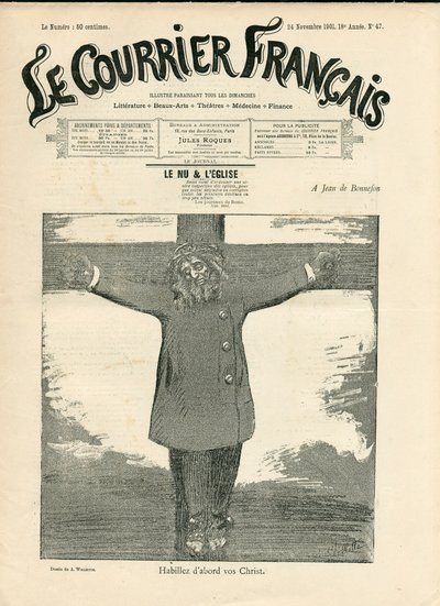Cover of The Courier français, number 47, Satirical in B & W by Adolphe Leon Willette
