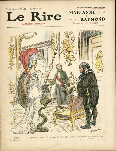 Illustration of Adolphe dit Willette for the Cover of Le Rire, 22/02/13 - President of the Republic, Hat, Elysee, Armchair (symbol of power) - Poinscare Raymond by Adolphe Leon Willette