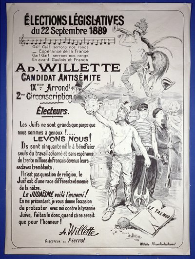 Poster promoting the election of the artist in the Legislative Elections of September 1889 by Adolphe Leon Willette