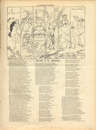 The Courier Francais, Satirical in B & W by Adolphe Leon Willette