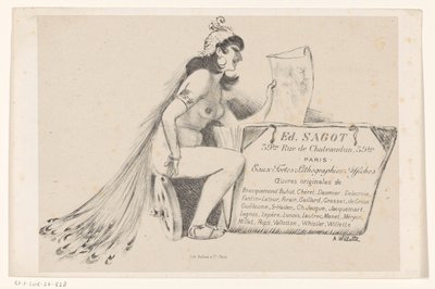 Business Card of Print Dealer Edmond Sagot in Paris by Adolphe Leon Willette