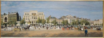 General view of the theaters of the Boulevard du Temple in 1862, in 1862 by Adolphe Martial Potemont