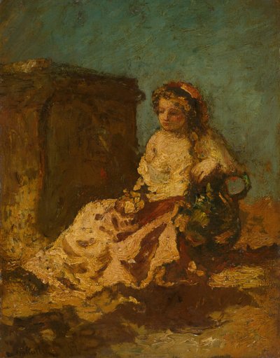 Meditation Seated Woman by Adolphe Monticelli