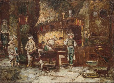 The Kitchen of the Rotisserie des Deux Paons by Adolphe Monticelli