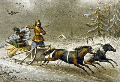 A Sled in the Snow, Russia by Adolphe Rouargue