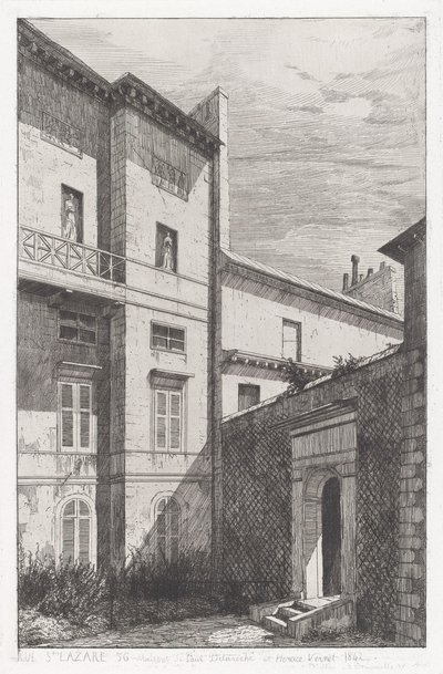 Rue St. Lazare 56, House of Paul Delaroche and Horace Vernet by Adolphe Théodore Jules Martial Potémont