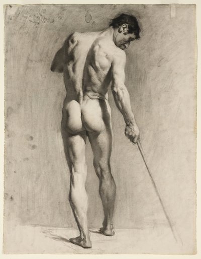 Life drawing of a male nude with a cane (c.1910-12) by Adolphe Valette