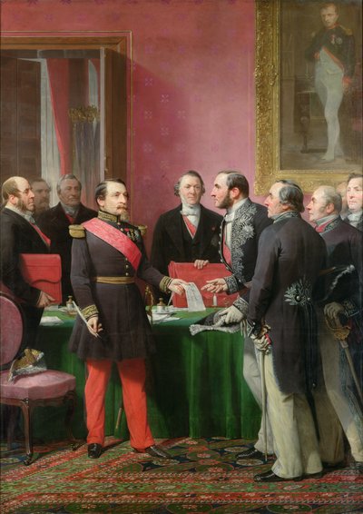 Napoleon III Hands Over The Decree allowing the Annexation of the Suburban Communes of Paris to Baron Georges Haussmann in June 1859 by Adolphe Yvon