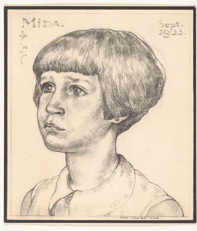 Photoreproduction of a Portrait of Mida by Han van der Kop by Adriaan Bijl (attributed to)