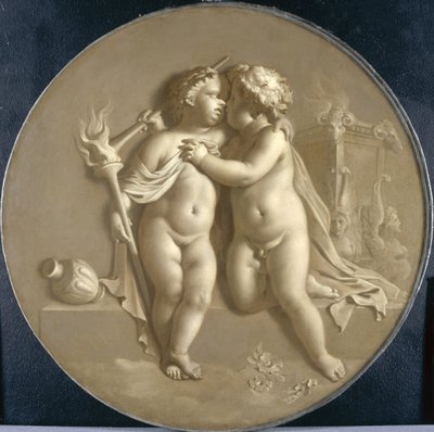 Two Putti with Flames of Love Allegory of Love by Adriaan van der Werff