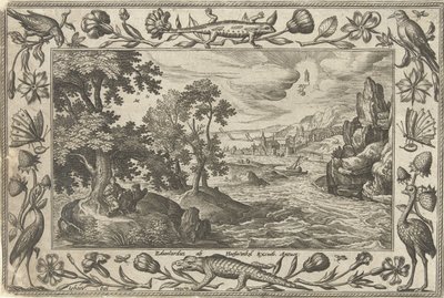 Apostle John on Patmos (Landscapes with Biblical, Mythological Scenes and Hunting Scenes) by Adriaen Collaert