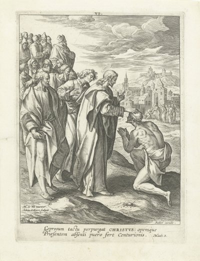 Healing of a Leper (Life of Christ series) by Adriaen Collaert