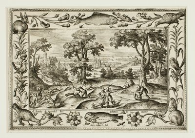 Hare Hunt, from Landscapes with Old and New Testament Scenes and Hunting Scenes by Adriaen Collaert