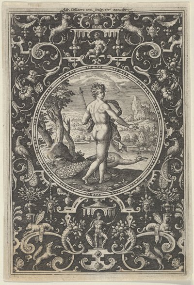 Juno in a Decorative Frame with Grotesques, from the Judgment of Paris by Adriaen Collaert