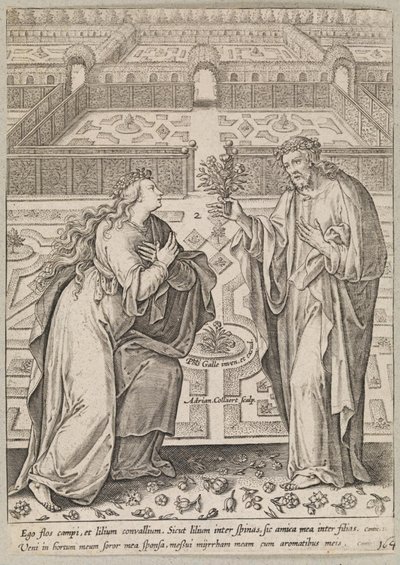 Christ and His Bride, Ecclesia, in a Garden by Adriaen Collaert