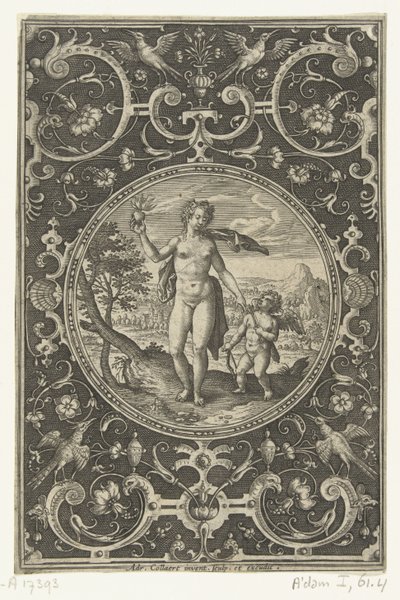 Medallion with Venus Holding the Apple of Paris and Cupid by Her Side by Adriaen Collaert