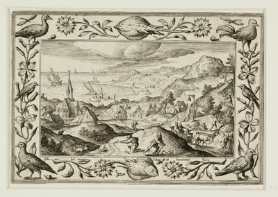 Rabbit Hunt, from Landscapes with Old and New Testament Scenes and Hunting Scenes by Adriaen Collaert