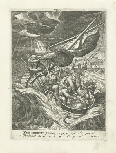 Storm on the Sea of Galilee (series title: Life of Christ) (series title: Vita I. Christi) by Adriaen Collaert