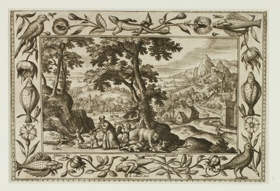The Mocking Children Cursed by Elijah and Eaten by the She-Bear, from Landscapes with Old and New Testament Scenes and Hunting Scenes by Adriaen Collaert