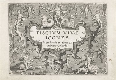 Title Page with Sea Creatures as Ornaments (Fish Series) by Adriaen Collaert