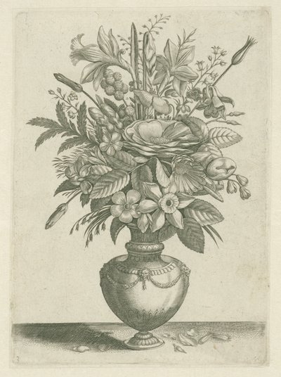 Vase with Flowers, Including Daffodils (Florilegium) by Adriaen Collaert