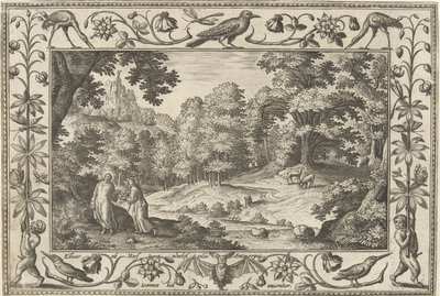 Temptation in the Desert (Landscapes with Biblical, Mythological Scenes and Hunting Scenes) by Adriaen Collaert