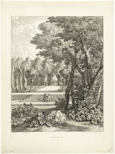 Landscape with Couple Sitting on a Garden Staircase by Adriaen Frans Boudewyns