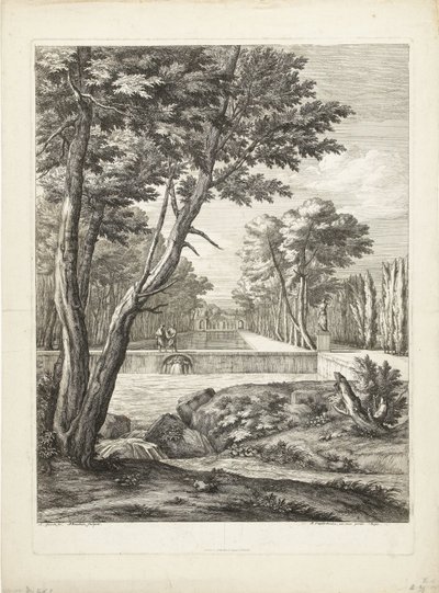 Landscape with Two Men by a Fountain by Adriaen Frans Boudewyns
