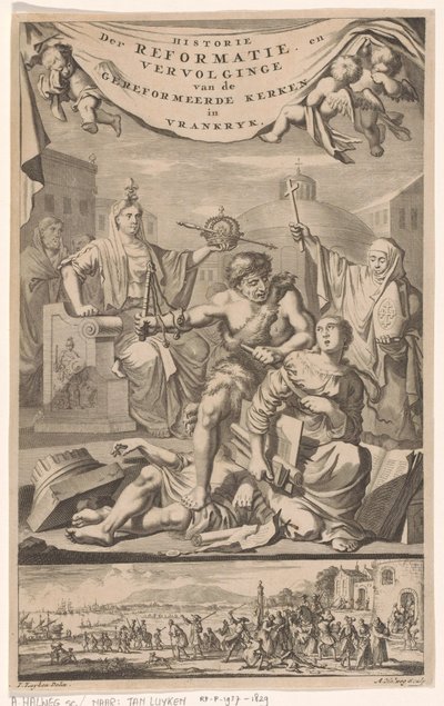 French Reformed Church Attacked by Man with Whip by Adriaen Haelwegh