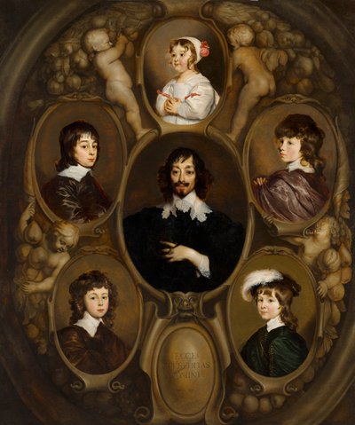 Portrait of Constantijn Huygens (1596-1687) and His Five Children by Adriaen Hanneman