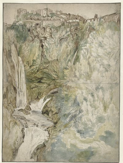 View of the Great Cascade at Tivoli by Adriaen Honich (attributed to)