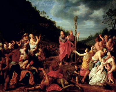 Moses and the Brazen Serpent by Adriaen I van Nieulandt