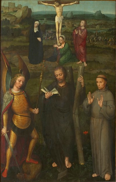 The Crucifixion with Saints Michael the Archangel, Andrew, and Francis of Assisi, c. 1510 by Adriaen Isenbrant